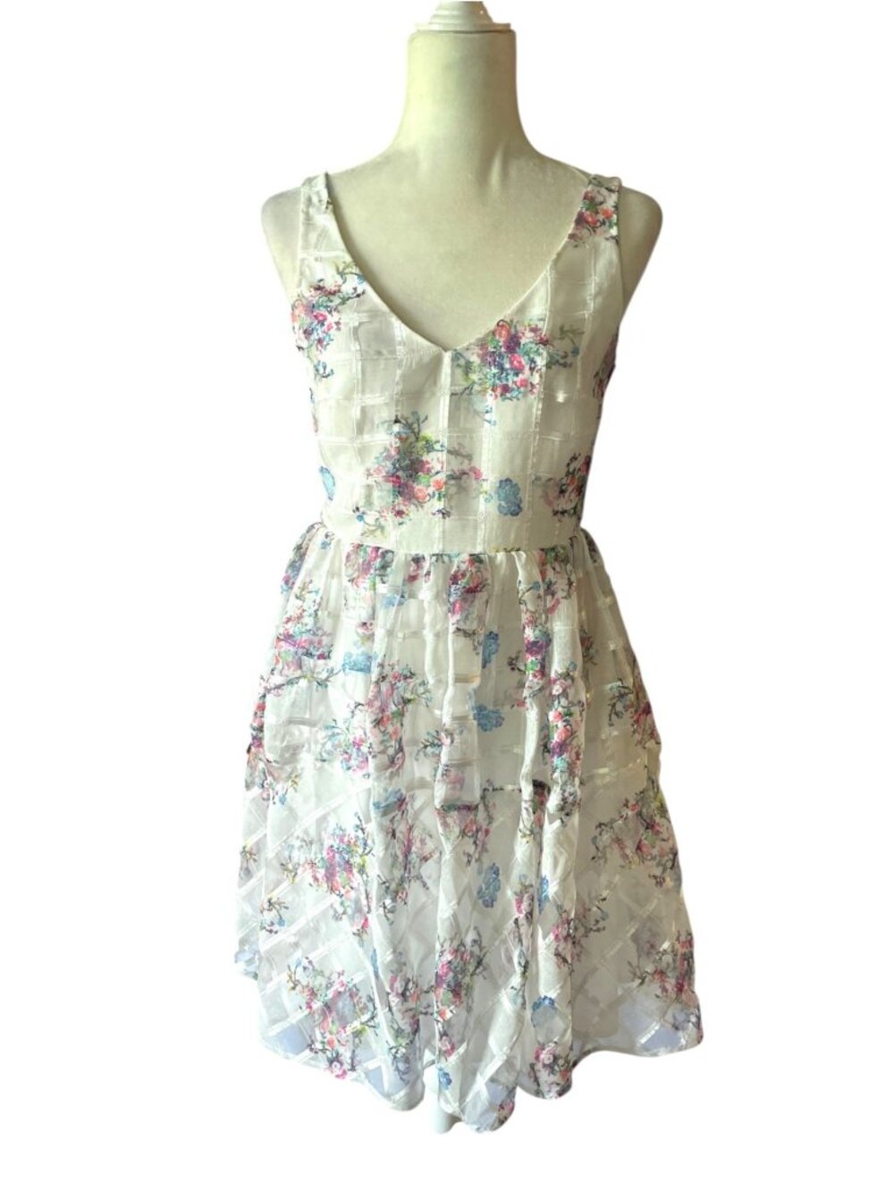 Anthropologie Maeve Peony Garden Dress SZ 6 White Floral Cottagecore Fairy